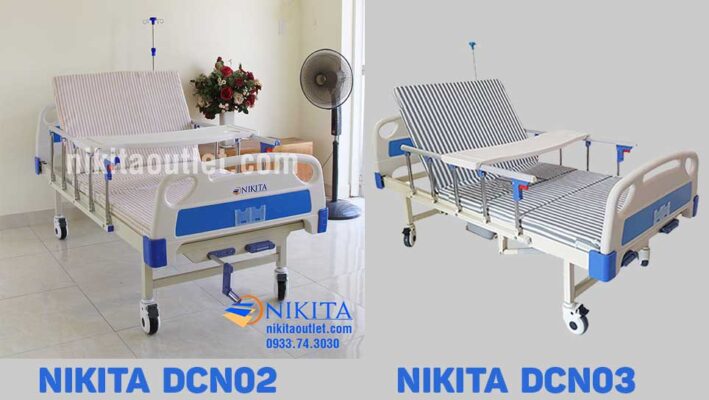 So sánh giường bệnh nhân 3 tay quay NIKITA DCN03 và NIKITA DCN02