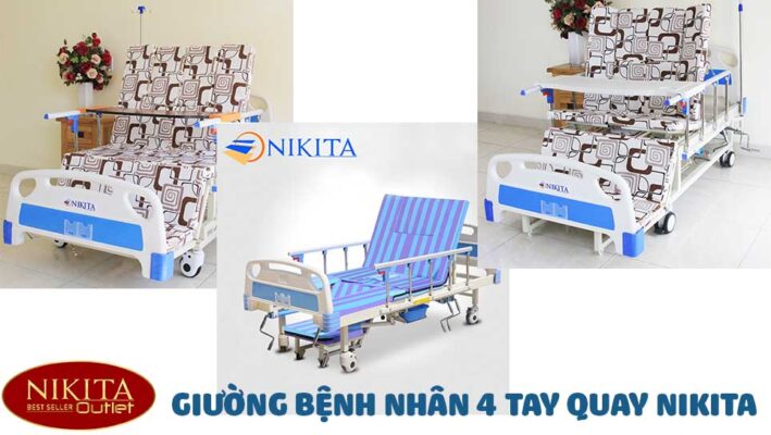 Giường bệnh nhân 4 tay quay