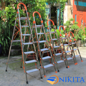 Thang nhôm ghế tay vịn khung inox