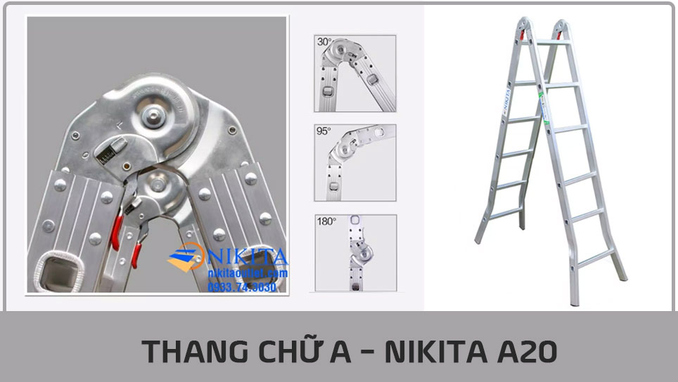 Thang chữ a Nikita A20 khoá tự động 3 cấp độ