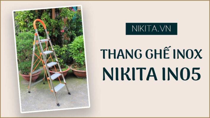 Thang ghế inox 5 bậc tay vịn NIKITA IN05 gọn nhẹ và tiện dụng