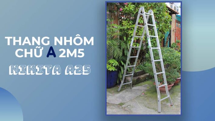 Thang nhôm chữ a 2m5 NIKITA A25 chính hãng