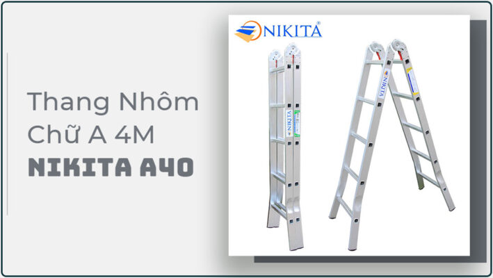 Thang nhôm chữ A 4m 14 bậc NIKITA A40