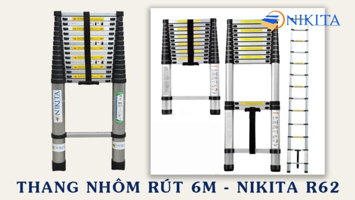 Thang nhôm rút 6m - Thang rút đơn NIKITA R62